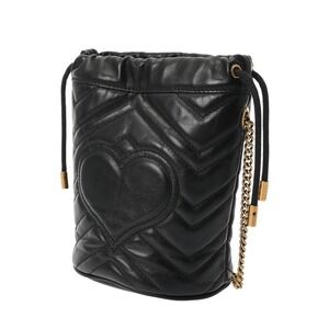 Gucci Marmont GG Black Shoulder Bag Baguette Leather